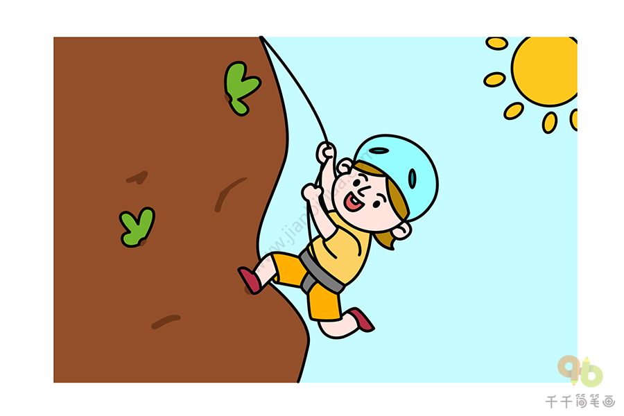 攀岩卡通简笔画图片