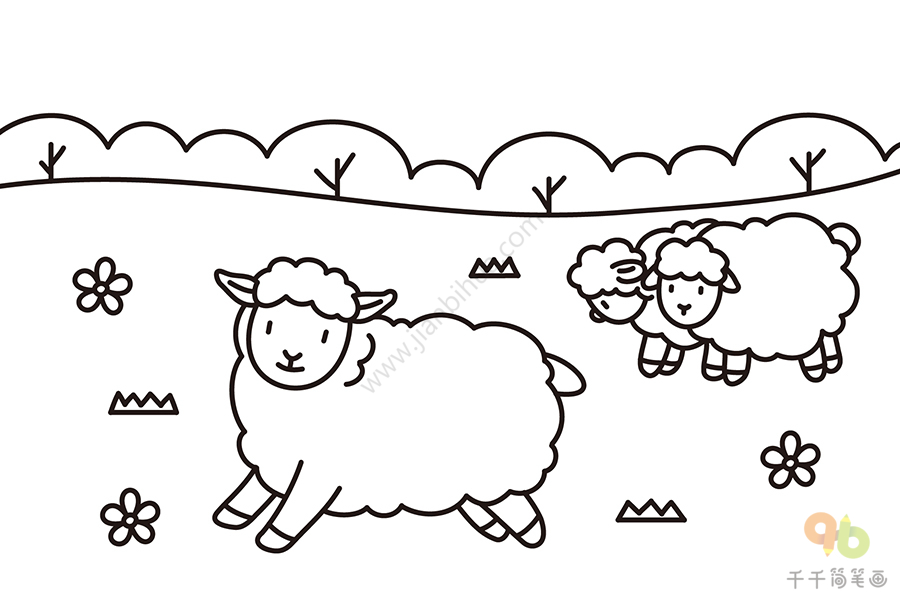 羊群的简单画法图片