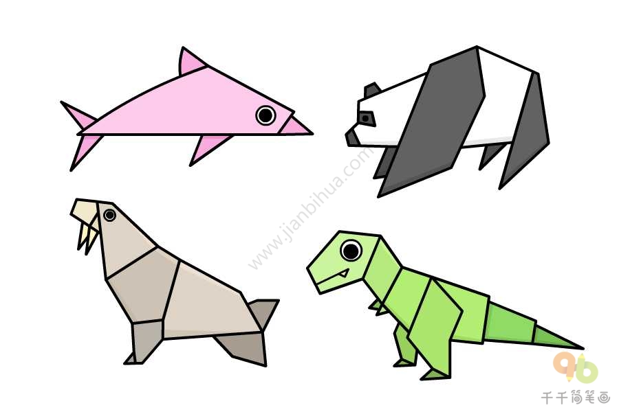 折纸创意画 儿童画动物简笔画