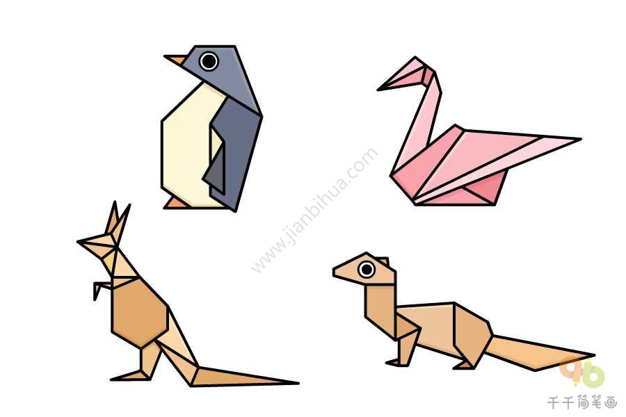 儿童学画动物简笔画 折纸创意画