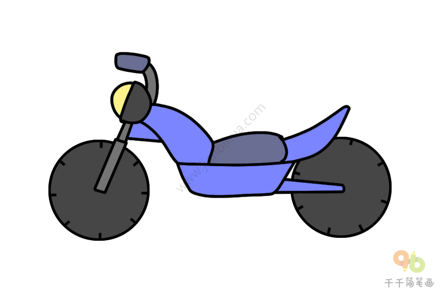 儿童摩托车简笔画画法
