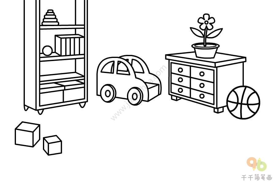 玩具柜简笔画简单图片