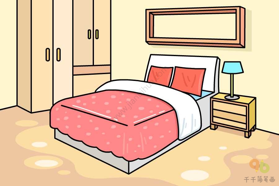 卧室简单画法 少女图片