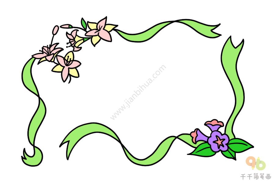 花团锦簇简笔画边框图片