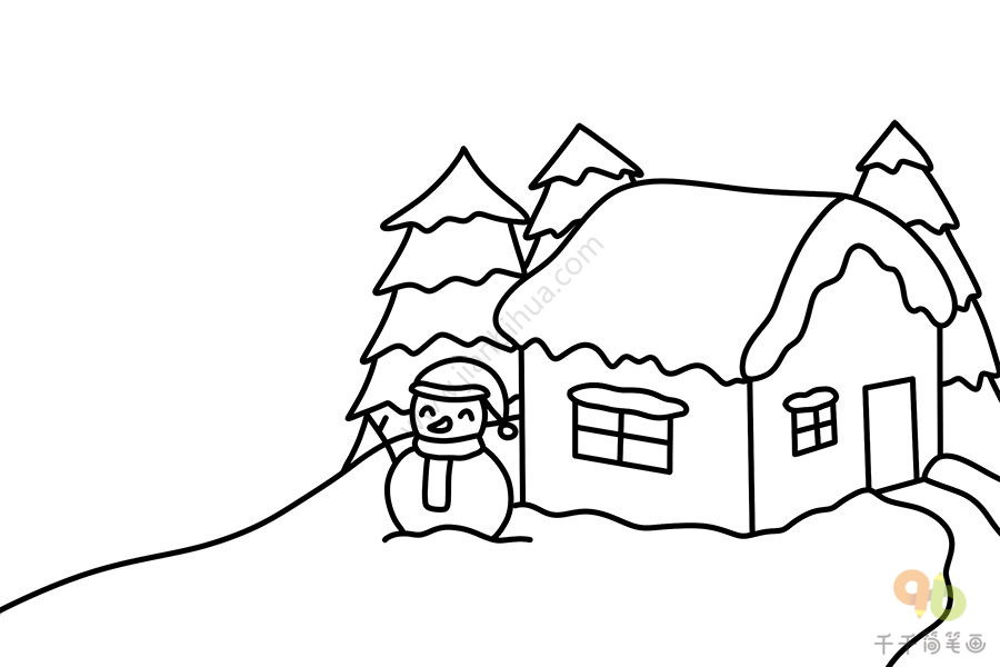 雪简笔画 房子图片