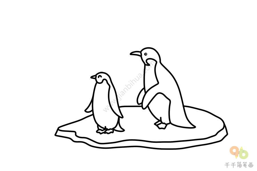 冬季简笔画 企鹅妈妈和宝宝的快乐时光来啦
