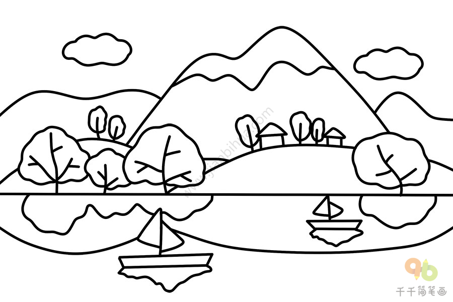儿童山水画简单简笔画图片