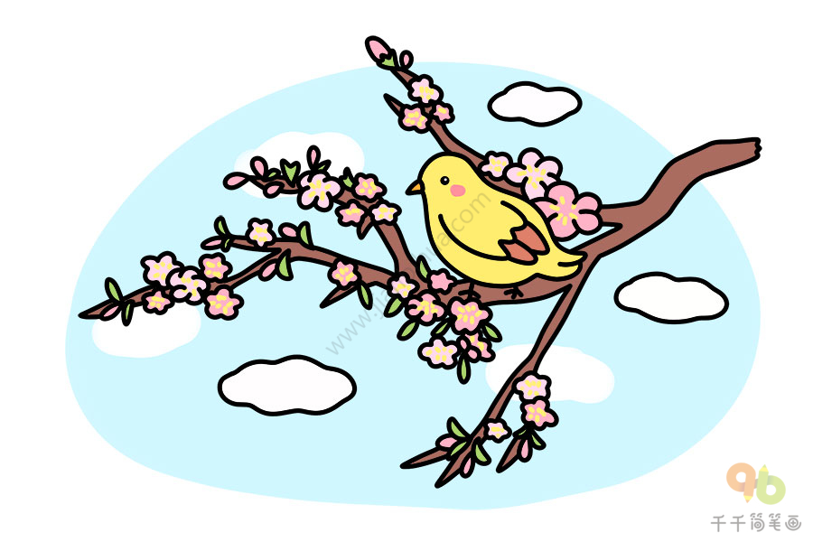 鸟语花香的春天简笔画
