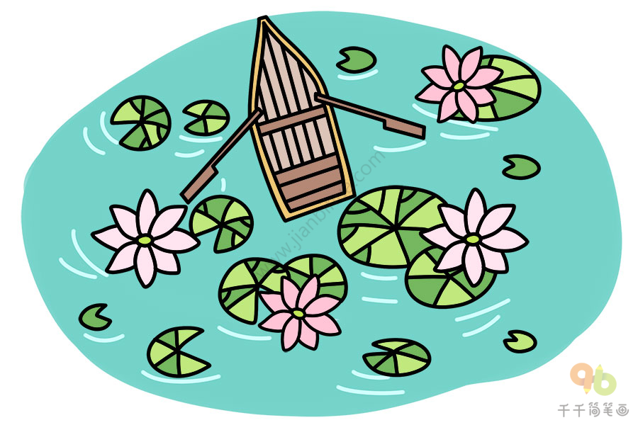 夏天的池塘怎么画简单图片