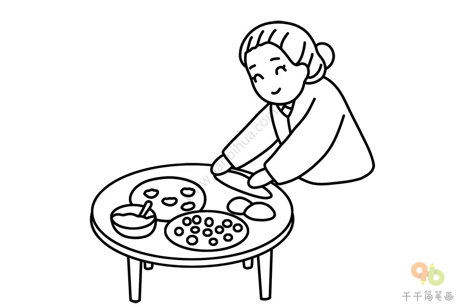 包饺子的画法图片