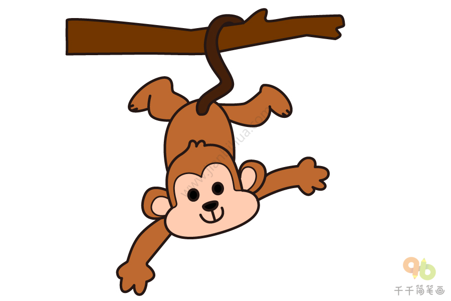 玩耍的猴子简笔画步骤图