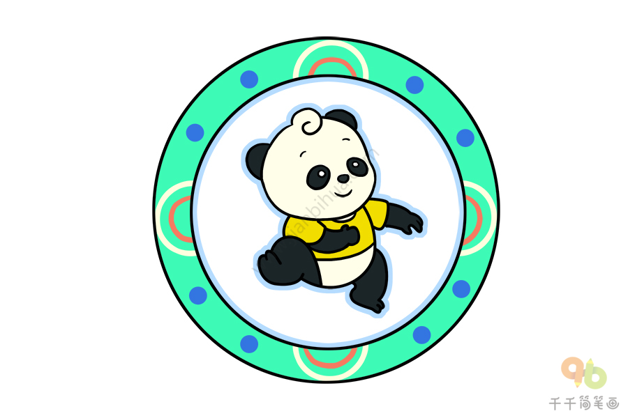 熊猫挂盘简笔画