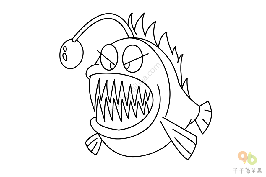 食人鱼简笔画儿童图片