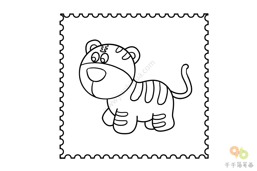 虎年生肖邮票,简笔画图片
