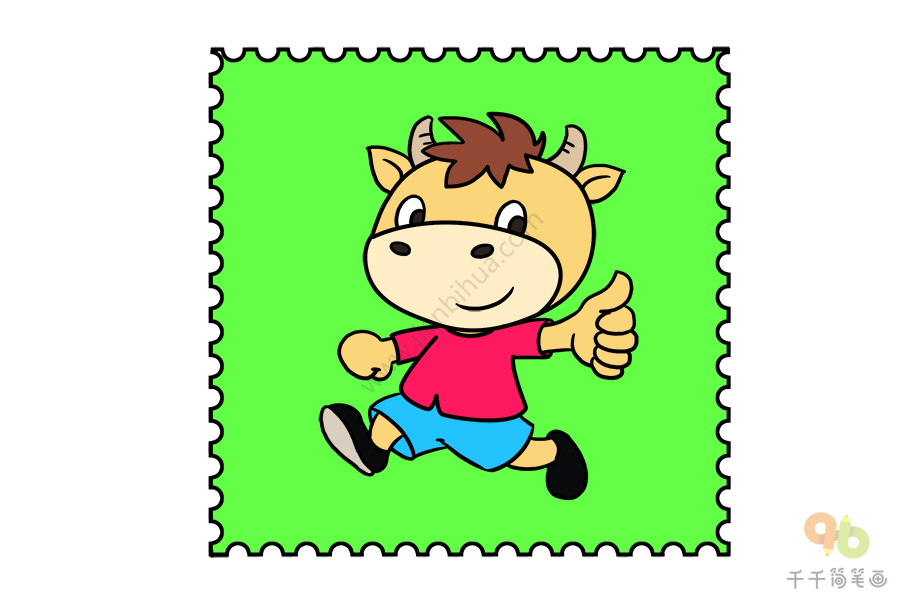 牛邮票设计儿童画图片