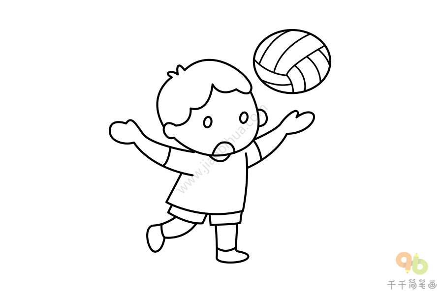打排球简笔画 儿童画图片
