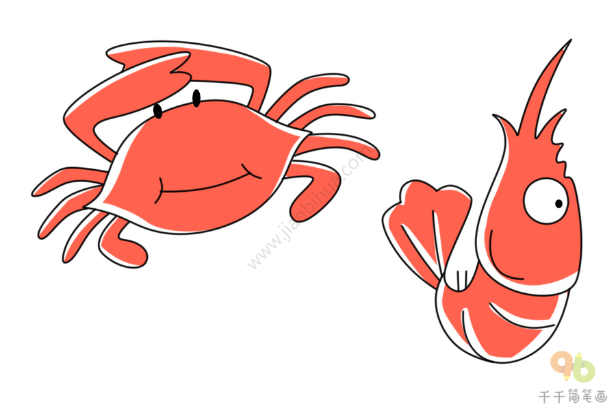 螃蟹和小龙虾简笔画教程