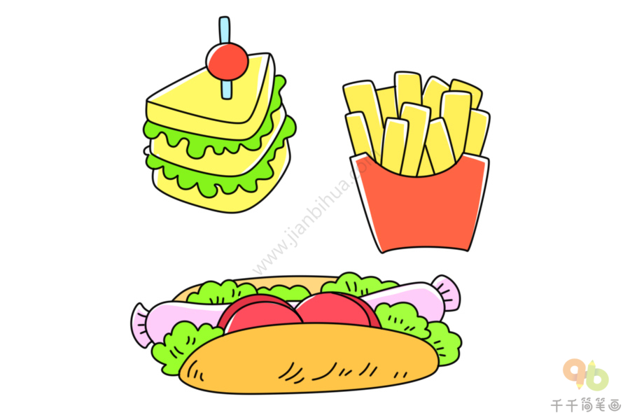 健康饮食卡通 简笔画图片