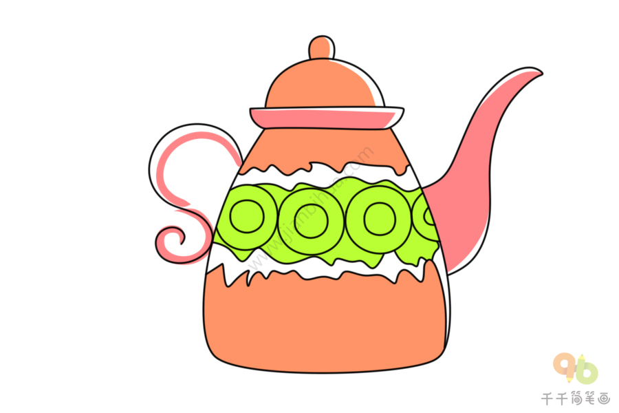 茶壶简笔画带颜色图片