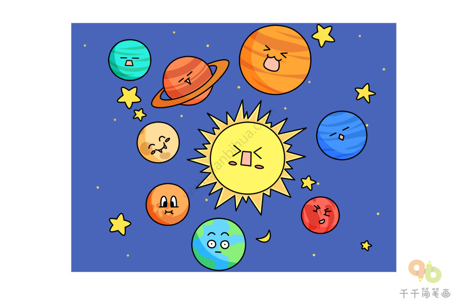 如何画八大行星简笔画教程