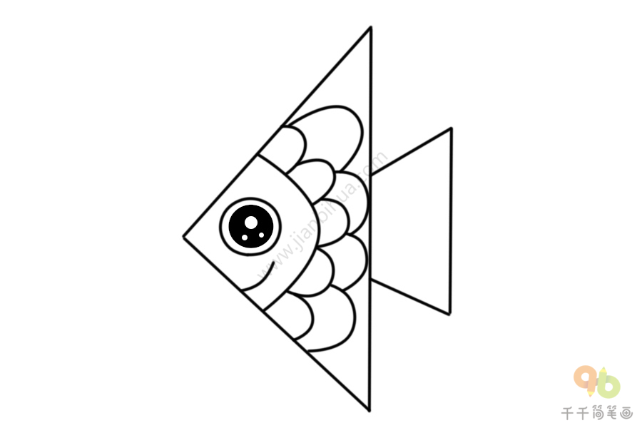三角鱼简笔画简单图片