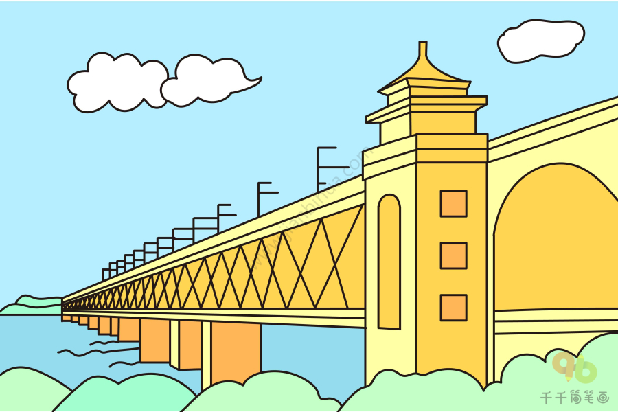 武汉长江大桥卡通画图片