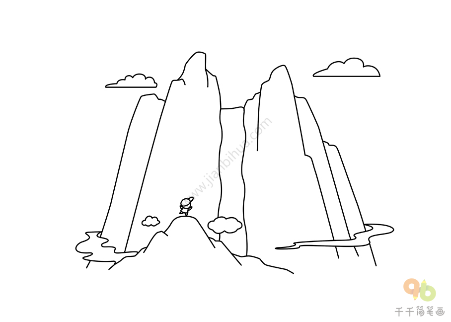 望庐山瀑布简单画图片