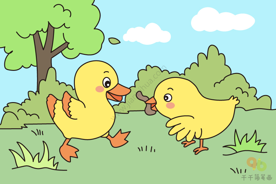 小公鸡和小鸭子的画法图片