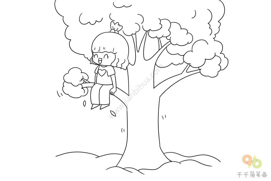 爬树简笔画卡通画图片
