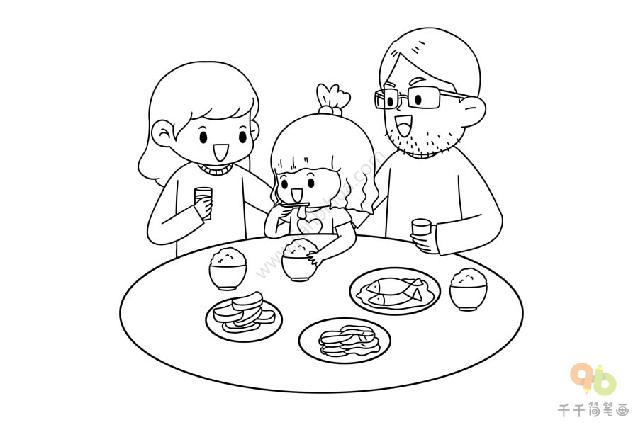 家庭聚餐图片简笔画图片