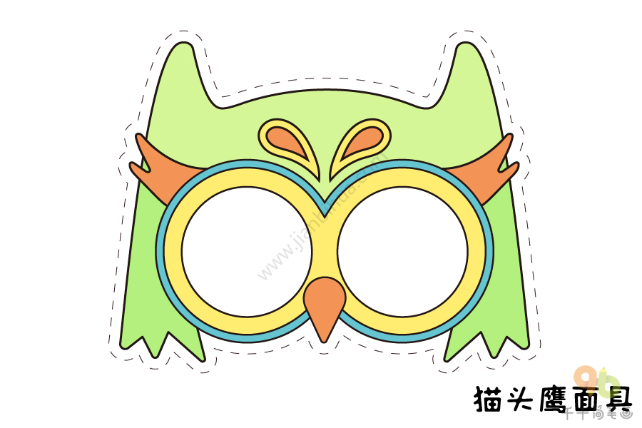 动物面具涂色设计图片 猫头鹰面具图片