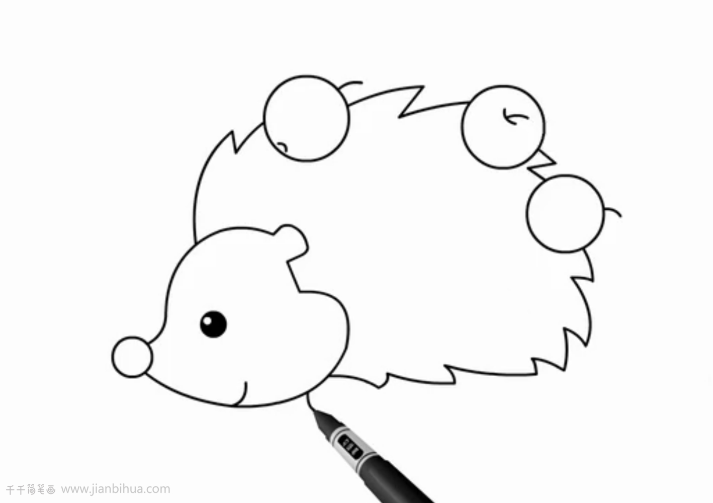 简笔画动物教程之小刺猬简单的画法步骤 肉丁儿童网