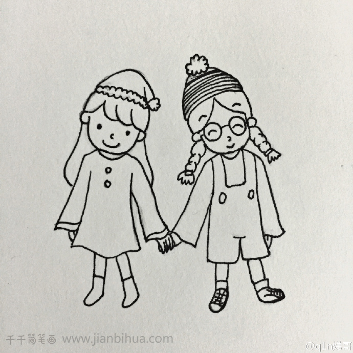 妹妹和姐姐的简笔画图片