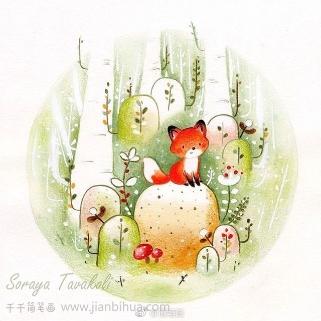 森林中的小狐狸简笔画