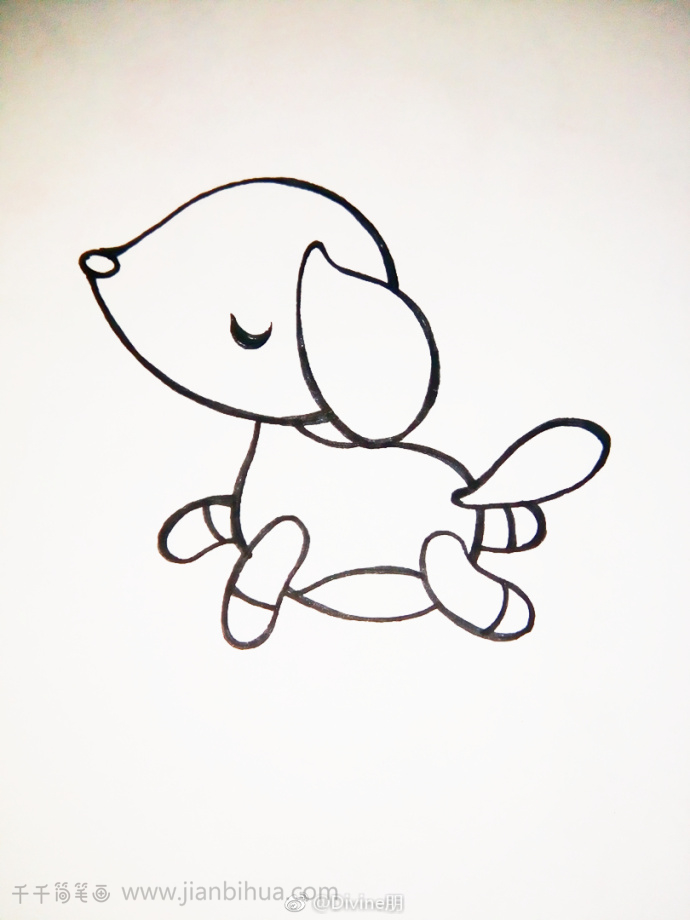 小狗跑步简笔画可爱图片