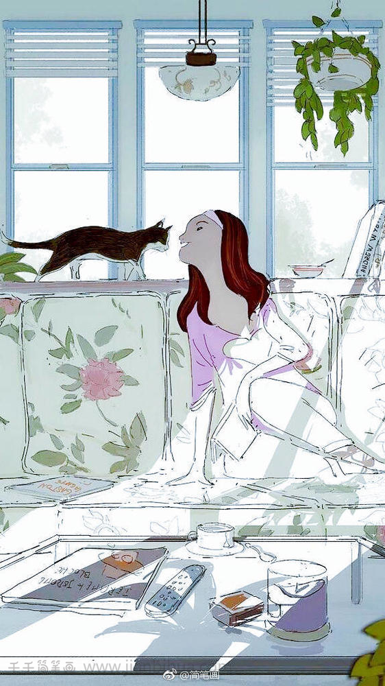 一人一猫简笔画