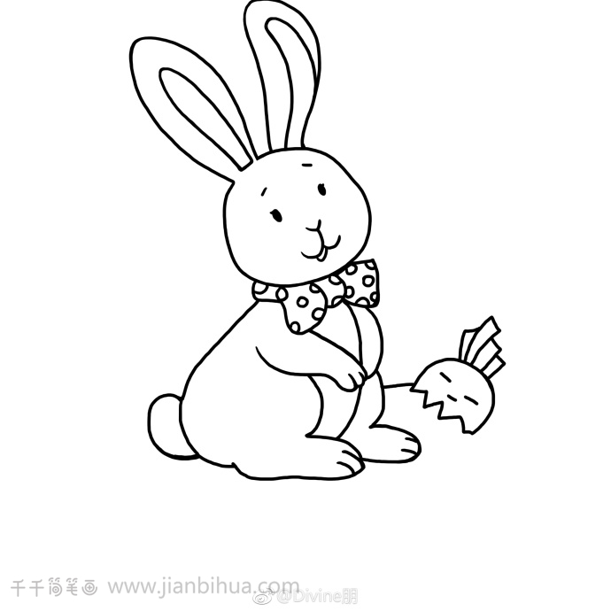 拔萝卜的小兔简笔画