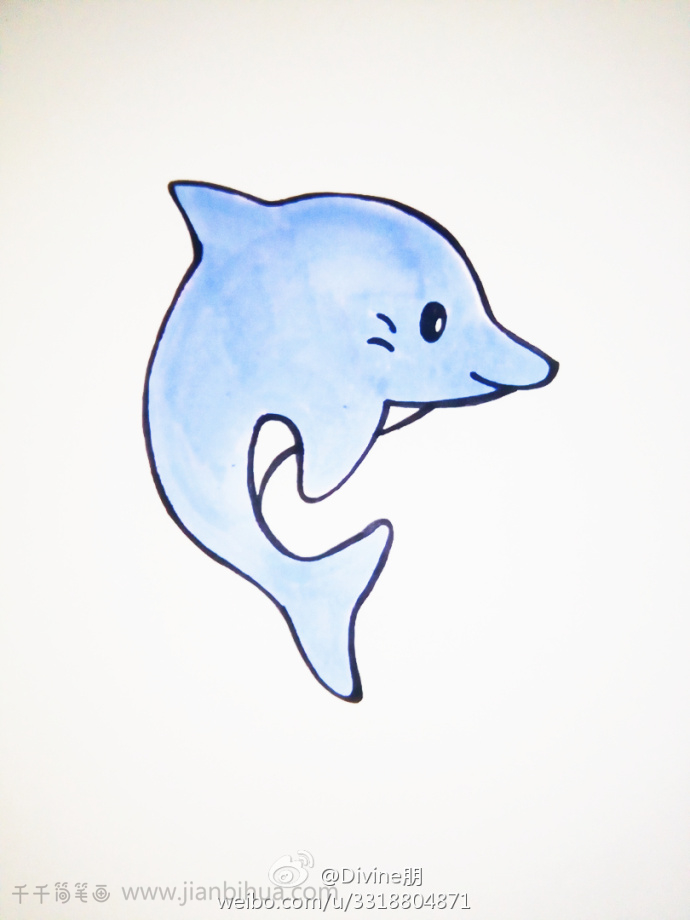 小海豚简易画法 卡通图片