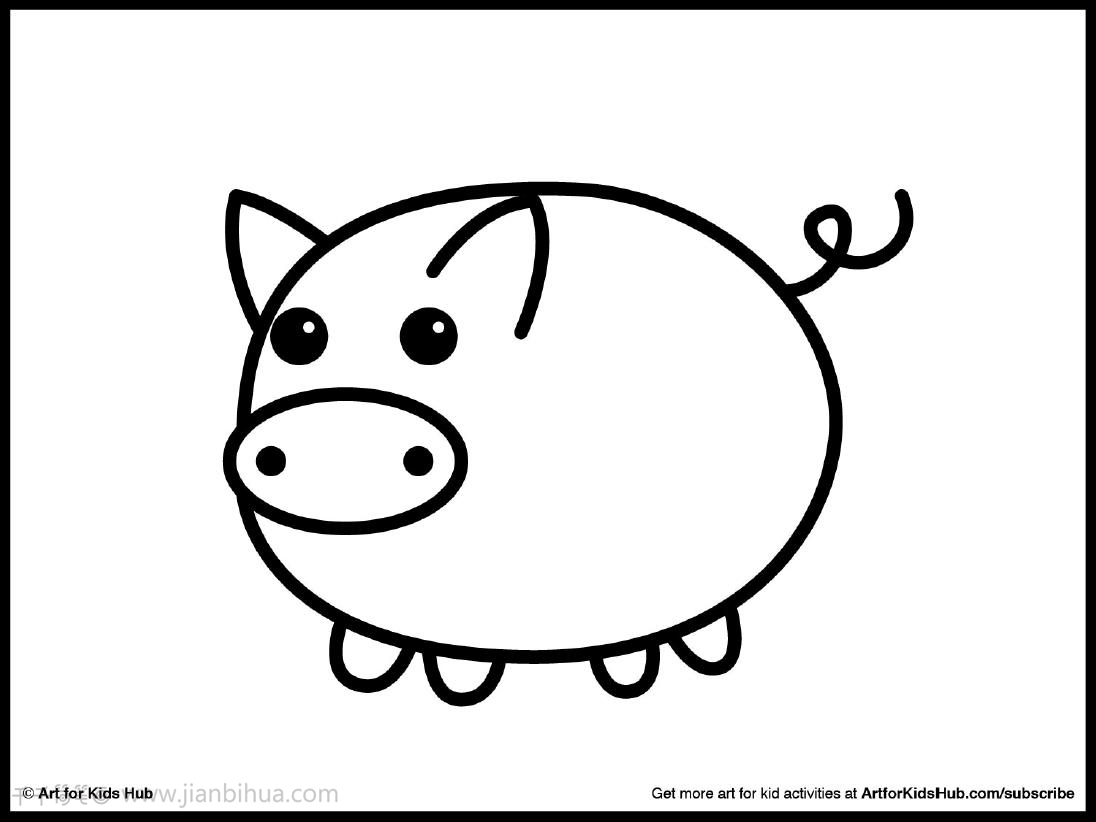 1一9岁儿童画 漂亮简笔画野猪的画法步骤图（文明城市绘画儿童画） - 有点网 - 好手艺