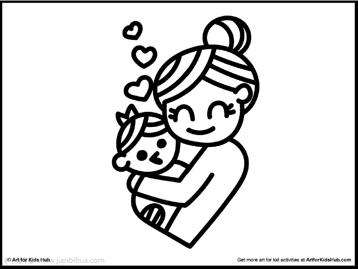 手绘怀抱婴儿的母亲人物插画图片-千库网