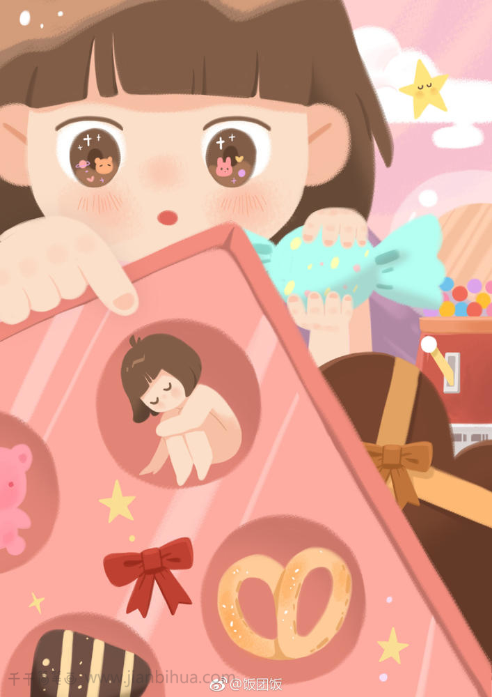 小女孩的成长故事插画