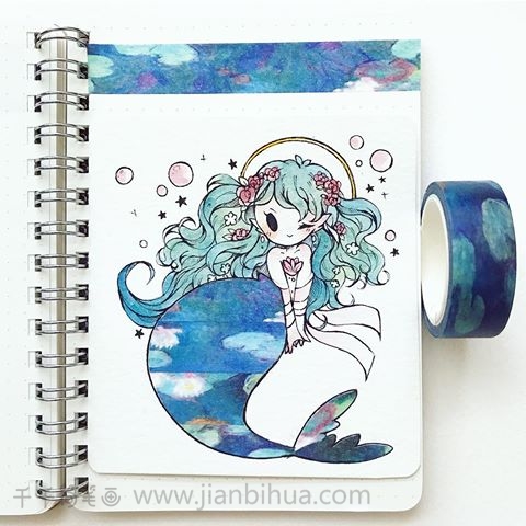 月光下的美人鱼插画