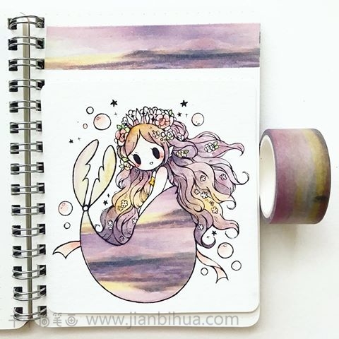 月光下的美人鱼插画