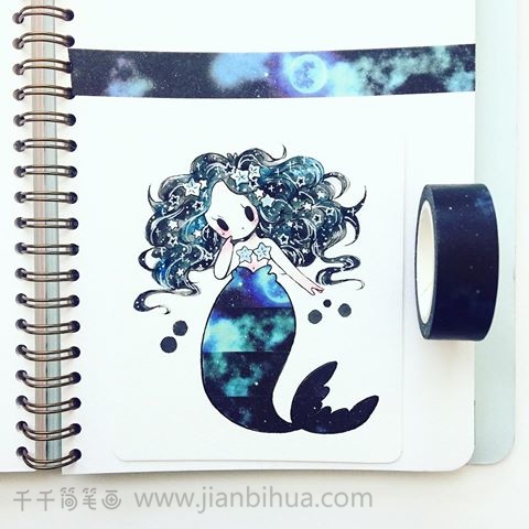 月光下的美人鱼插画