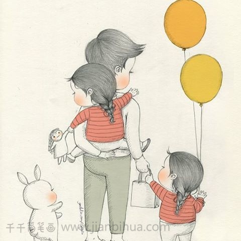 最开心的事就是和爸爸妈妈在一起玩插画