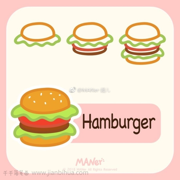 8种好吃食物英文简笔画,带着孩子一起画简单的