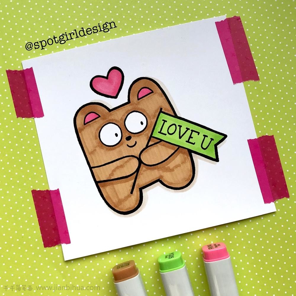 超萌的示爱饼干小熊简笔画了解一下