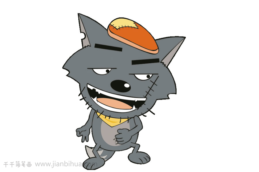 怕老婆的灰太狼简笔画