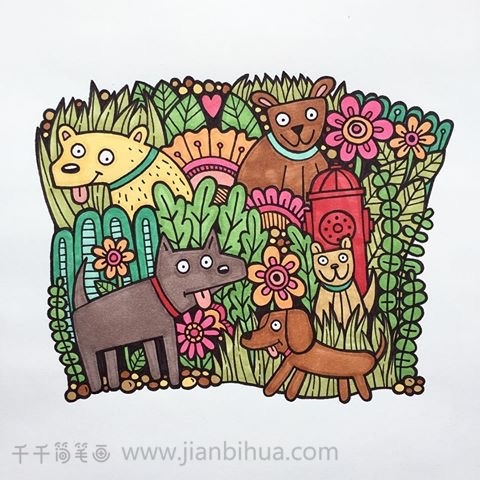 爱上花园的小动物   动物简笔画