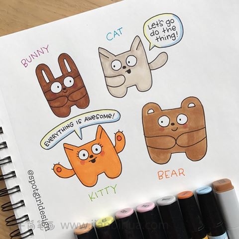 可爱动物插画 欢乐玩耍的小旅鼠_插画简笔画